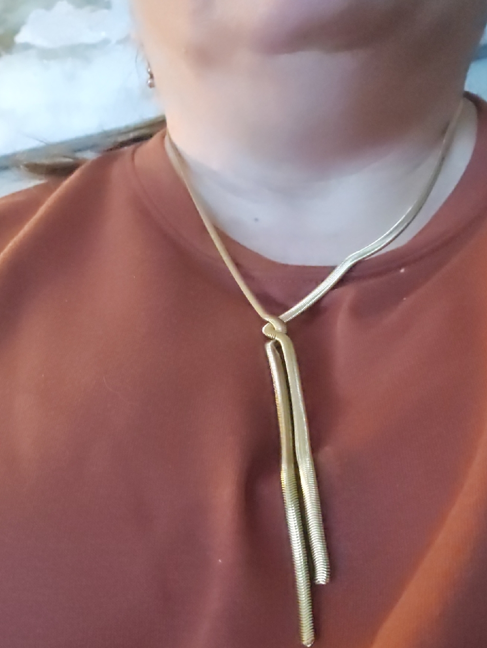 Elegant Gold with Twist Lariat Necklace for Women